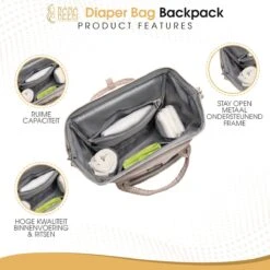 NanaBeebi Luiertas Rugzak Met Verschoonmatje - Beige Taupe - Inclusief Flessenwarmhouder - Kinderwagenhaken En Isoleervak -Aanbiedingen BIBS Winkel 1200x1200 2658