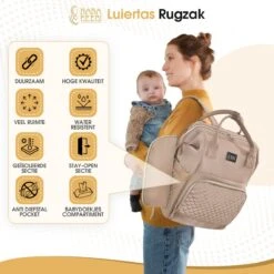 NanaBeebi Luiertas Rugzak Met Verschoonmatje - Beige Taupe - Inclusief Flessenwarmhouder - Kinderwagenhaken En Isoleervak -Aanbiedingen BIBS Winkel 1200x1200 2661