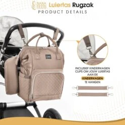 NanaBeebi Luiertas Rugzak Met Verschoonmatje - Beige Taupe - Inclusief Flessenwarmhouder - Kinderwagenhaken En Isoleervak -Aanbiedingen BIBS Winkel 1200x1200 2663