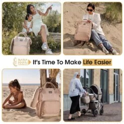 NanaBeebi Luiertas Rugzak Met Verschoonmatje - Beige Taupe - Inclusief Flessenwarmhouder - Kinderwagenhaken En Isoleervak -Aanbiedingen BIBS Winkel 1200x1200 2666