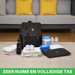 Brisby Slijtvaste Luiertas – Verzorgingstas - Two Tone Zwart En Donkergrijs - Inclusief Verschoonmatje - Isoleervakken - Met Geïntegreerde Kinderwagen Haken -Aanbiedingen BIBS Winkel 1200x1200 2673