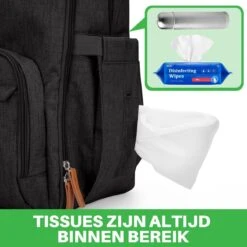 Brisby Slijtvaste Luiertas – Verzorgingstas – Met Buggymontage - Zwart -Aanbiedingen BIBS Winkel 1200x1200 2770