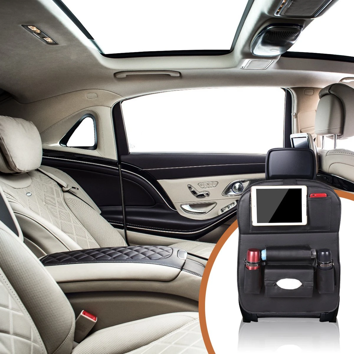 Bablue Autostoel Organizer - Zwart - 1 Stuks - Stevig PU Leer - Met Uitklapbare Tafel - Auto Organizer - Auto Accessories Interieur - Autostoel Organizer Tablet Houder - Autostoel Beschermer 7 Bablue Autostoel Organizer - Zwart - 1 Stuks - Stevig PU Leer - Met Uitklapbare Tafel - Auto Organizer - Auto Accessories Interieur - Autostoel Organizer Tablet Houder - Autostoel Beschermer - Afbeelding 7