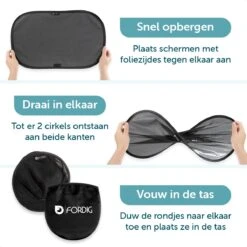 ForDig Zonnescherm Auto (2 Stuks) - Extra Donker - Zonwering UV Protectie Voor Auto Zijruit – Zonwering Auto – Zonder Zuignappen – 80 GSM – 51 X 31 CM -Aanbiedingen BIBS Winkel 1200x1200 2915