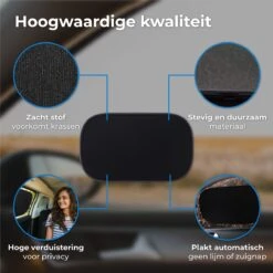 Nuvance - Zonnescherm Auto - 2 Stuks - Met UV Protectie Voor Baby En Kind - Zonwering Zijruiten - Zelfklevend - One Size - Zwart -Aanbiedingen BIBS Winkel 1200x1200 2966