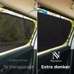 Nuvance - Zonnescherm Auto - 2 Stuks - Met UV Protectie Voor Baby En Kind - Zonwering Zijruiten - Zelfklevend - One Size - Zwart -Aanbiedingen BIBS Winkel 1200x1200 2967