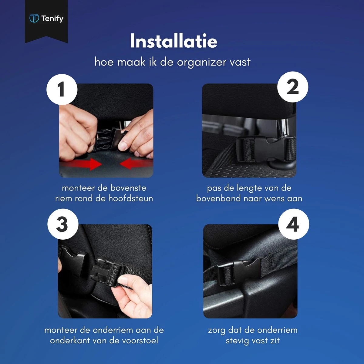 Tenify Premium Luxe & Stevige Auto Organizer Met Tablet Houder - 1 Stuk - Extra Opbergruimte - Beschermer - Autostoel – Accessories 7 Tenify Premium Luxe & Stevige Auto Organizer Met Tablet Houder - 1 Stuk - Extra Opbergruimte - Beschermer - Autostoel – Accessories - Afbeelding 7