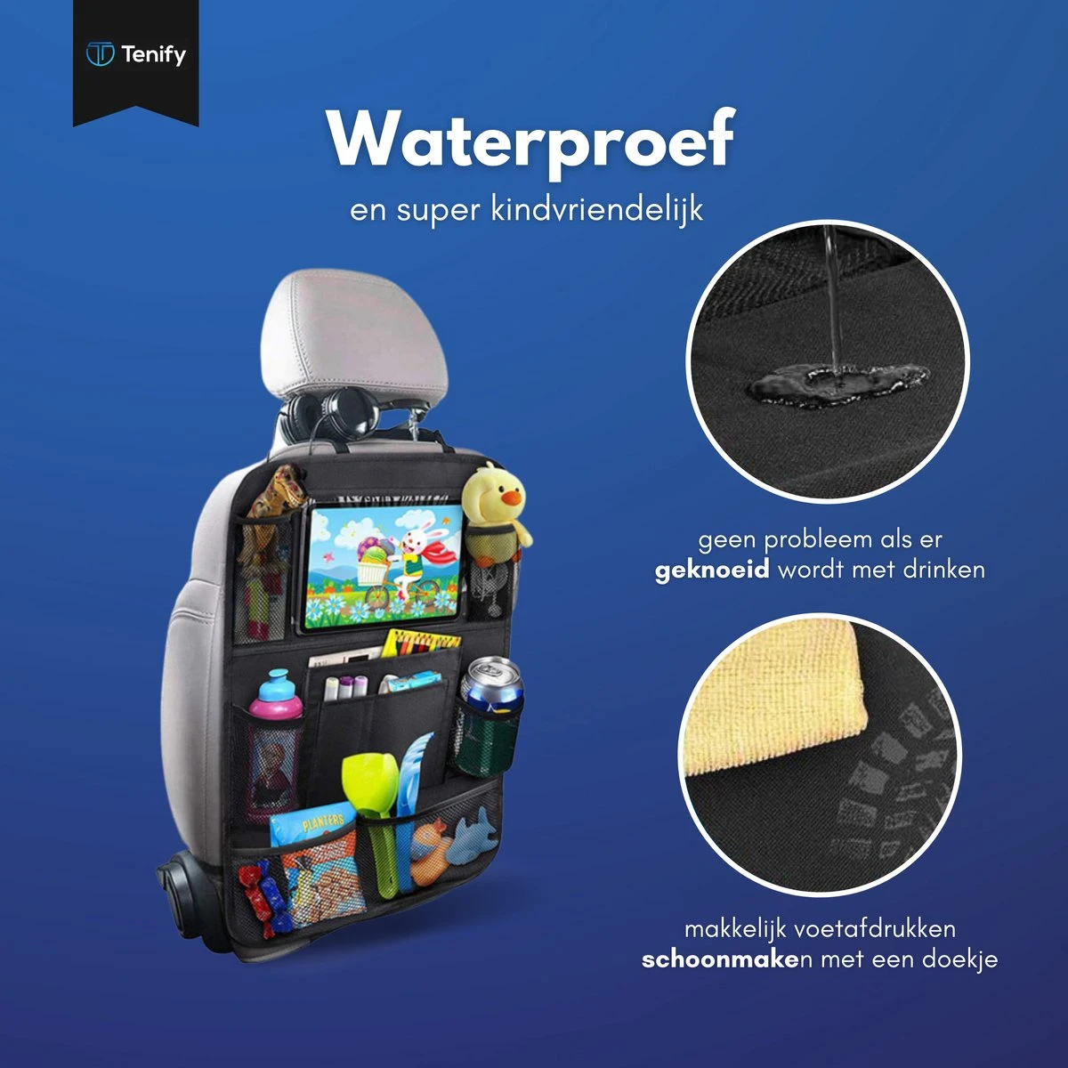 Tenify Premium Luxe & Stevige Auto Organizer Met Tablet Houder - 1 Stuk - Extra Opbergruimte - Beschermer - Autostoel – Accessories 8 Tenify Premium Luxe & Stevige Auto Organizer Met Tablet Houder - 1 Stuk - Extra Opbergruimte - Beschermer - Autostoel – Accessories - Afbeelding 8