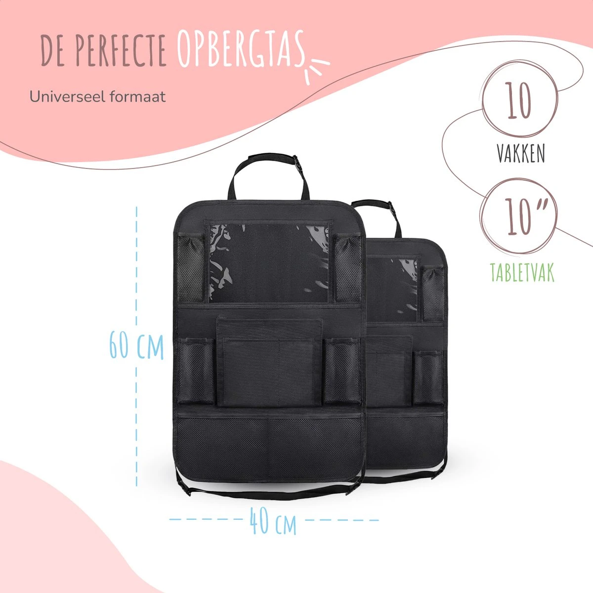 Home For Us Autostoel Organizer Met Tablet Houder - Set Van 2 - Beschermhoes Voor Kinderen - Beschermer Achterkant - Universeel 2 Home For Us Autostoel Organizer Met Tablet Houder - Set Van 2 - Beschermhoes Voor Kinderen - Beschermer Achterkant - Universeel - Afbeelding 2