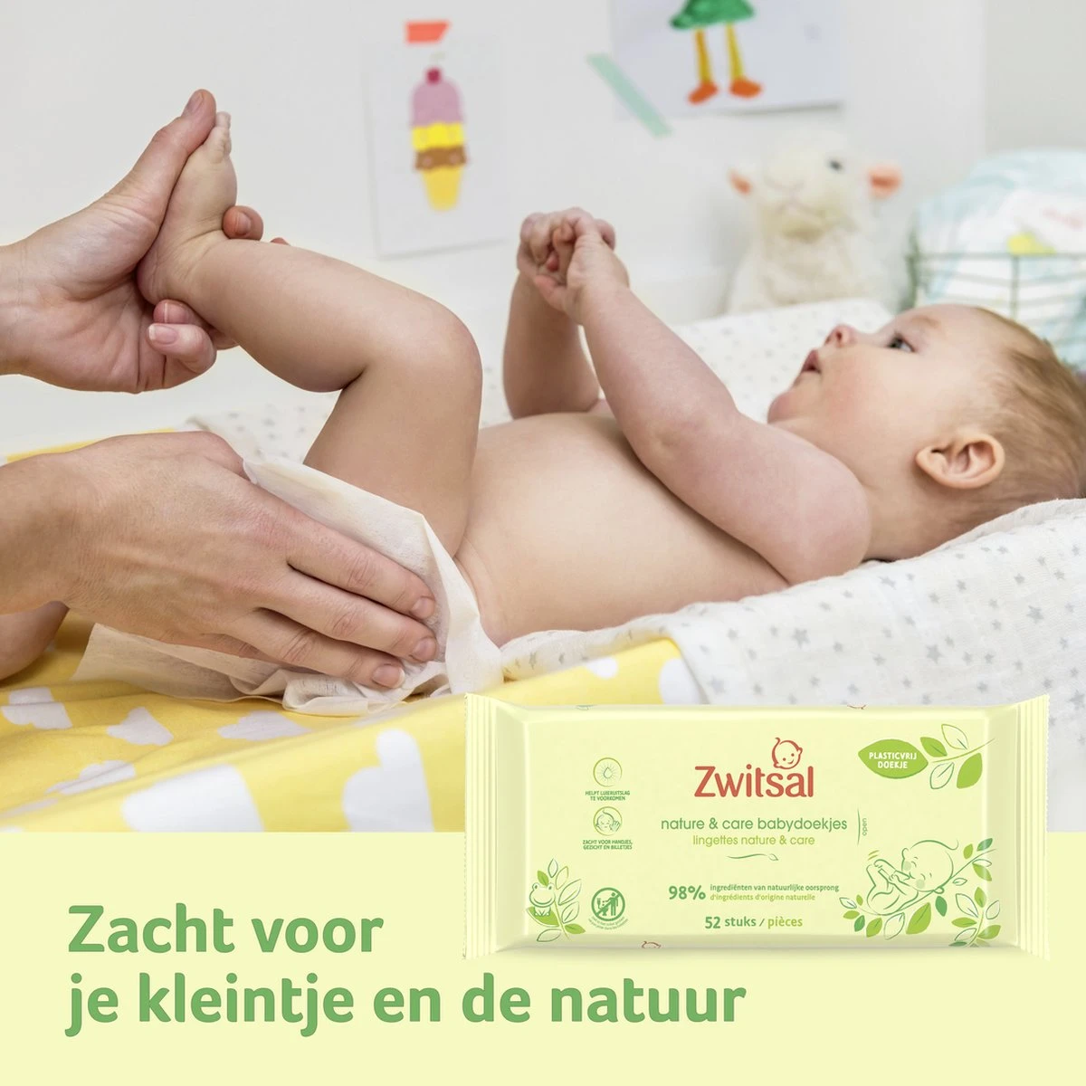 Zwitsal Billendoekjes Nature & Care Alcoholvrij - Plasticvrij - 624 Doekjes - Voordeelverpakking 3 Zwitsal Billendoekjes Nature & Care Alcoholvrij - Plasticvrij - 624 Doekjes - Voordeelverpakking - Afbeelding 3