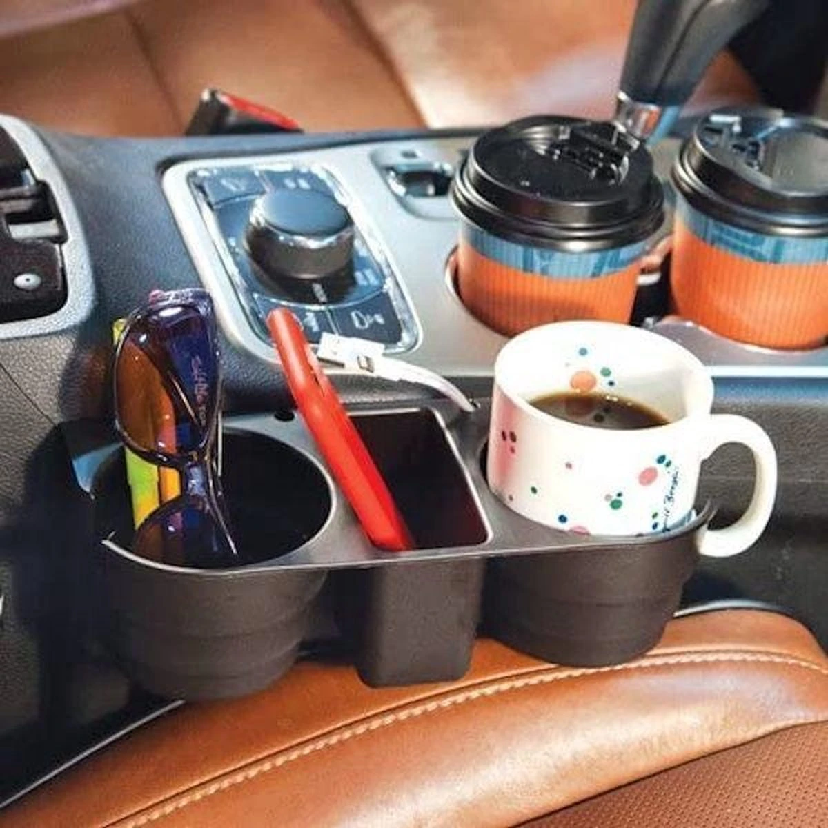 Merkloos Decopatent® Autostoel Organizer - Voor Tussen Auto Stoel / Console - Bekerhouder & Telefoonhouder - Opbergvakken - Auto Organiser 9 Merkloos Decopatent® Autostoel Organizer - Voor Tussen Auto Stoel / Console - Bekerhouder & Telefoonhouder - Opbergvakken - Auto Organiser - Afbeelding 9