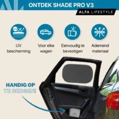 ALFA LIFESTYLE® Statische Zonneschermen - SHADE PRO V3 – Zwart Transparant Zonnescherm – UV Protectie Bescherming - Zonwering Auto - 2 Stuks -Aanbiedingen BIBS Winkel 1200x1200 3223