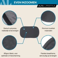 ALFA LIFESTYLE® Statische Zonneschermen - SHADE PRO V3 – Zwart Transparant Zonnescherm – UV Protectie Bescherming - Zonwering Auto - 2 Stuks -Aanbiedingen BIBS Winkel 1200x1200 3226