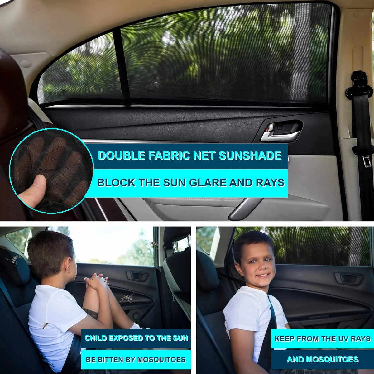 CUBEXCOM® Auto Zonnescherm, Autoraamschaduwen Voor Baby, Kinderen, Volwassenen En Huisdieren, 2 STUKS, Autoruit Zonwering, Universele Zonnescherm Zonnewering, Auto Klamboe Gordijn, UV Zonbescherming Protectie, Anti-Verblinding 3 CUBEXCOM® Auto Zonnescherm, Autoraamschaduwen Voor Baby, Kinderen, Volwassenen En Huisdieren, 2 STUKS, Autoruit Zonwering, Universele Zonnescherm Zonnewering, Auto Klamboe Gordijn, UV Zonbescherming Protectie, Anti-Verblinding - Afbeelding 3