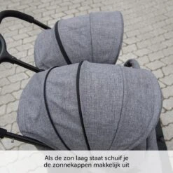 ABC Design Duo Kinderwagen Twin Circle Line - Inclusief Regenhoes - Woven Graphite -Aanbiedingen BIBS Winkel 1200x1200 3445