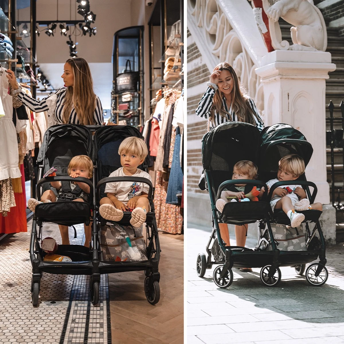 Deryan Luxe Rolo X2 Dubbele Buggy - Duo Buggy - Zwart 8 Deryan Luxe Rolo X2 Dubbele Buggy - Duo Buggy - Zwart - Afbeelding 8