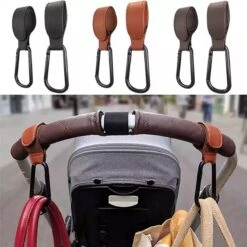 Kinderwagen Tassenhaak | Set Van 2 | Tas Hanger | Verstevigde Klittenband - 2 Stuks Zwart