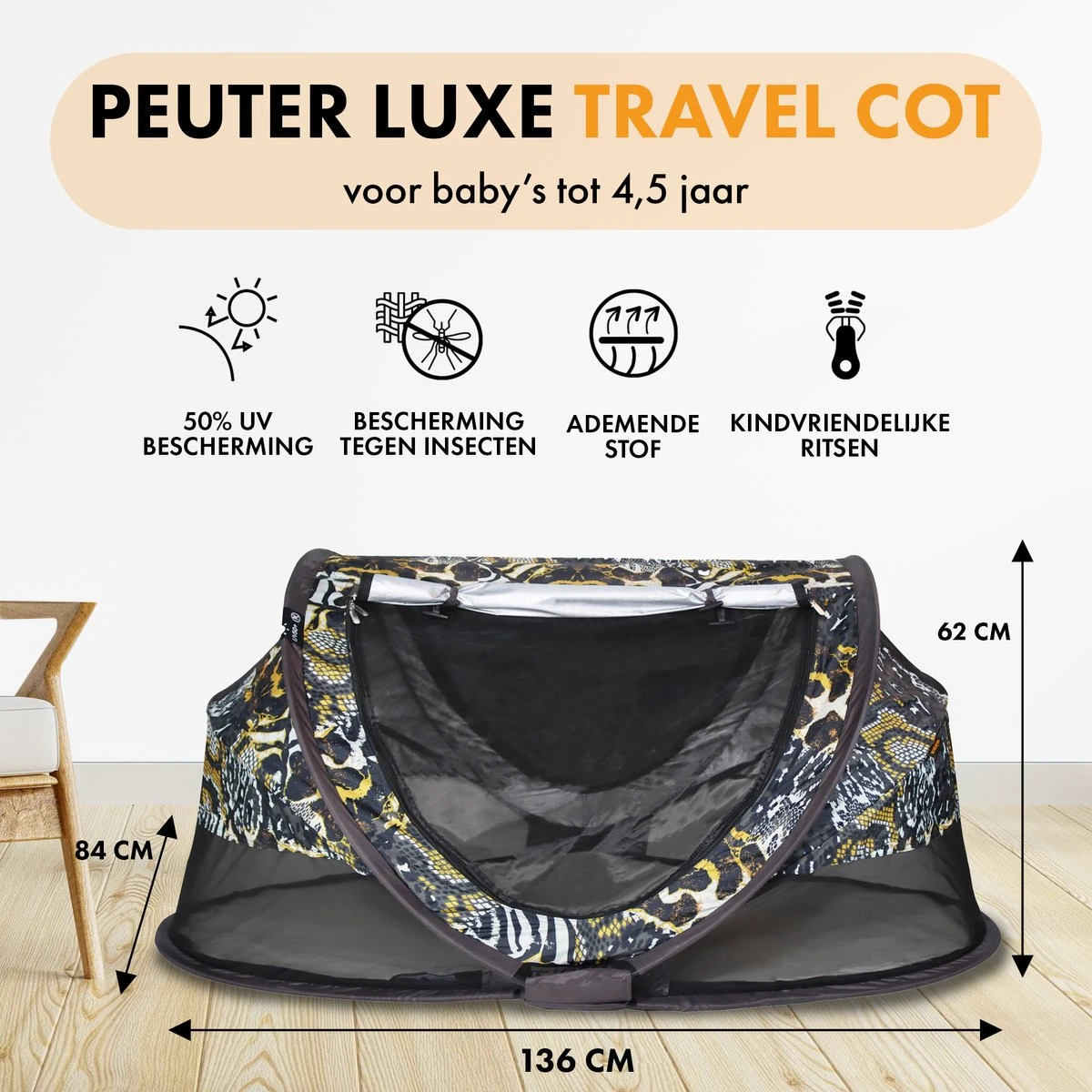 Deryan Peuter Luxe Campingbedje – Inclusief Zelfopblaasbare Matras - Zoo 2 Deryan Peuter Luxe Campingbedje – Inclusief Zelfopblaasbare Matras - Zoo - Afbeelding 2