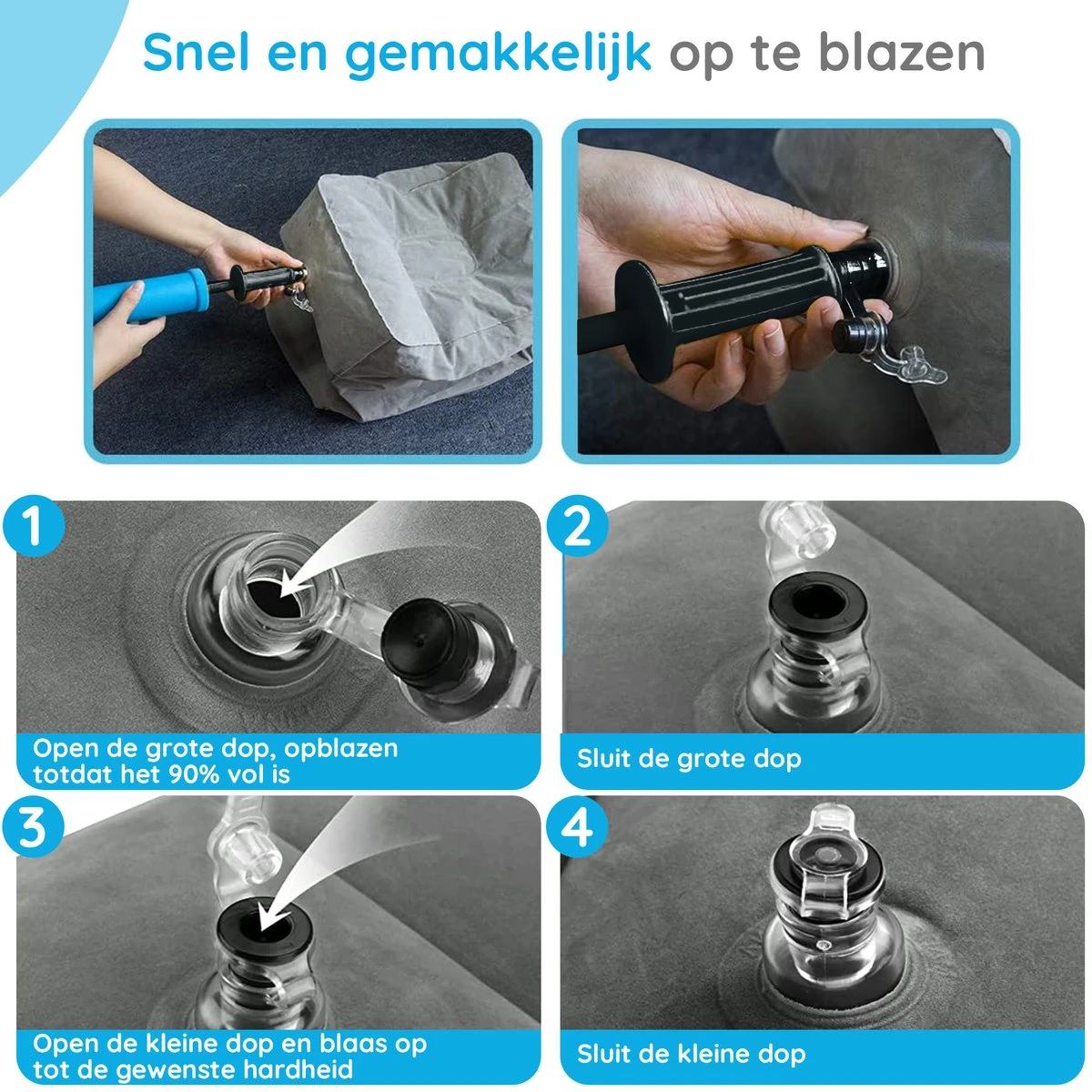 Merkloos Voetensteun | Opblaasbaar | In Alle Hoogtes Verstelbaar | Reiskussen | Vliegtuigbed | Voetensteun | 3 Verschillende Standen | Met Kinderen Reizen | Grijs 4 Merkloos Voetensteun | Opblaasbaar | In Alle Hoogtes Verstelbaar | Reiskussen | Vliegtuigbed | Voetensteun | 3 Verschillende Standen | Met Kinderen Reizen | Grijs - Afbeelding 4