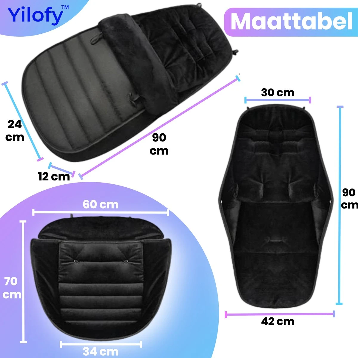 Yilofy Universele Luxe Voetenzak Babywagen & Autostoel Zwart Buggy Kinderwagen Voetzak 4 Yilofy Universele Luxe Voetenzak Babywagen & Autostoel Zwart Buggy Kinderwagen Voetzak - Afbeelding 4