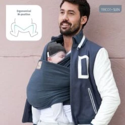 Babylonia Draagdoek - Tricot-Slen - Jeansblauw -Aanbiedingen BIBS Winkel 1200x1200 4363