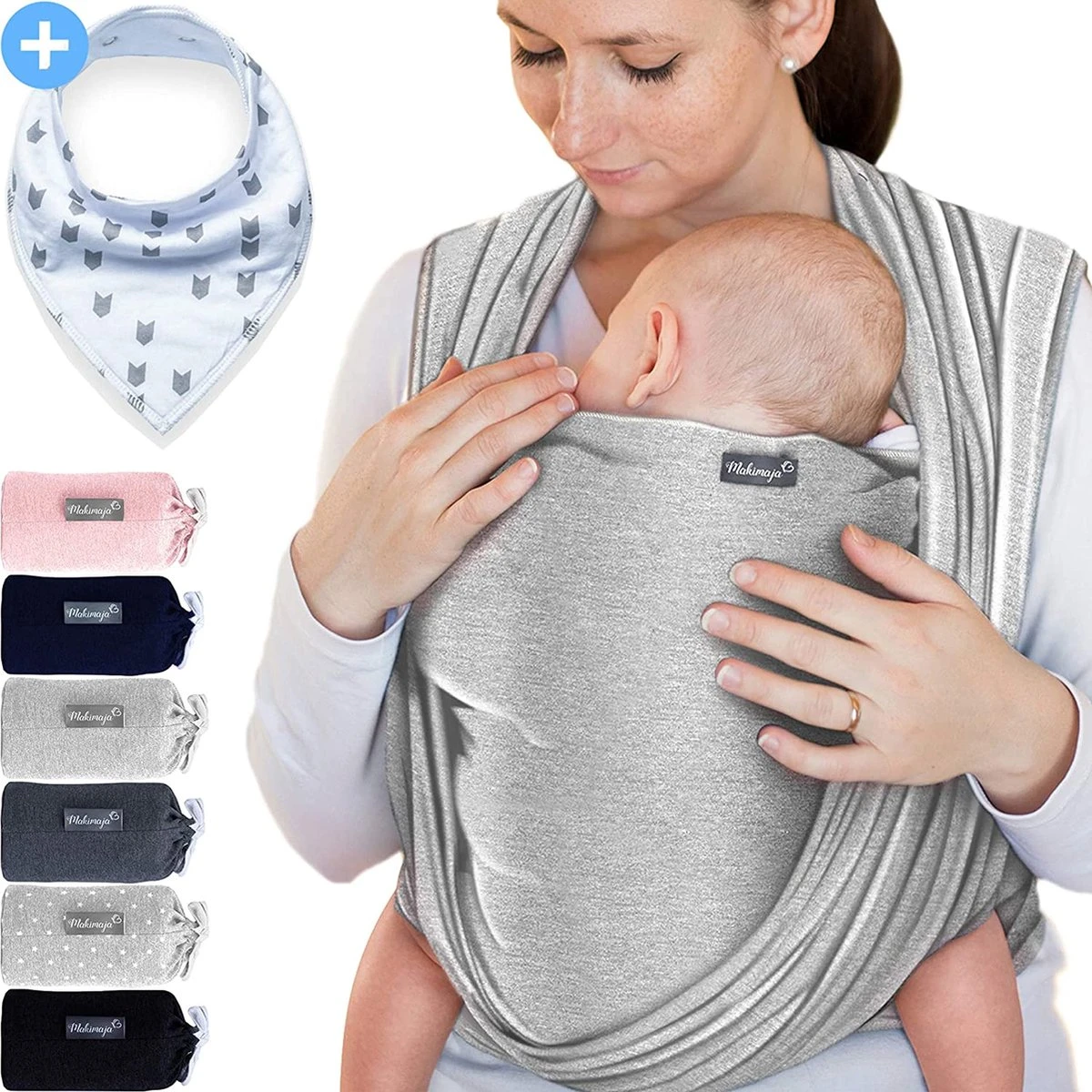 Makimaja Baby Sling - Licht Grijs - Hoge Kwaliteit 100% Natuurlijk Katoen Baby Sling - Baby Sling Pasgeborenen En Baby's Tot 15 Kg - Plus Inclusief: Baby Slabbetje 1 Makimaja Baby Sling - Licht Grijs - Hoge Kwaliteit 100% Natuurlijk Katoen Baby Sling - Baby Sling Pasgeborenen En Baby's Tot 15 Kg - Plus Inclusief: Baby Slabbetje