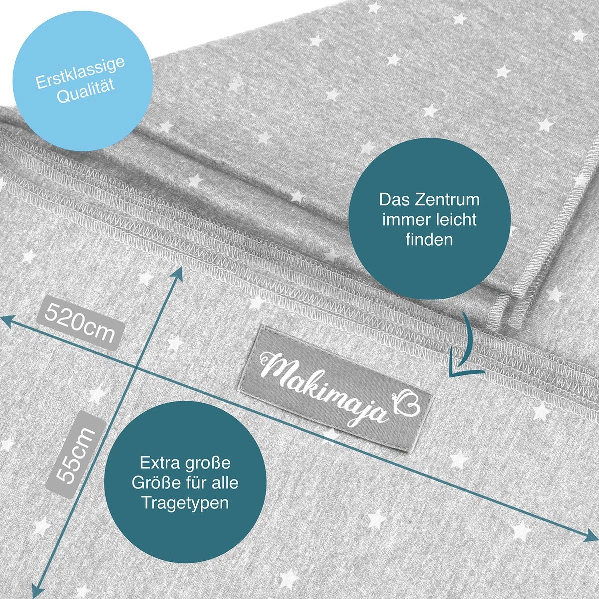 Makimaja Baby Sling - Licht Grijs Met Sterren - Hoge Kwaliteit 100% Natuurlijk Katoen Baby Sling - Baby Sling Pasgeborene En Baby's Tot 15 Kg - Plus Inclusief: Baby Slabbetje 6 Makimaja Baby Sling - Licht Grijs Met Sterren - Hoge Kwaliteit 100% Natuurlijk Katoen Baby Sling - Baby Sling Pasgeborene En Baby's Tot 15 Kg - Plus Inclusief: Baby Slabbetje - Afbeelding 6