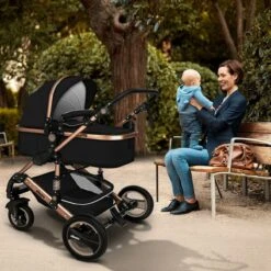 KIDUKU- 3 In 1 Combi-kinderwagen- Zwart/goud- Buggy Incl. Autostoeltje-regenhoes- Inklapbaar -Aanbiedingen BIBS Winkel 1200x1200 4588