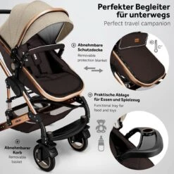 KIDUKU- 3 In 1 Combi-kinderwagen- Bruin/goud- Buggy Incl. Autostoeltje-regenhoes- Inklapbaar -Aanbiedingen BIBS Winkel 1200x1200 4604