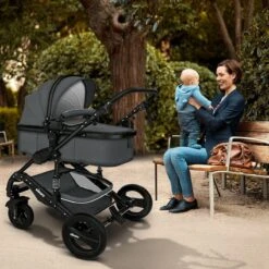 KIDUKU- 3 In 1 Combi-kinderwagen- Antraciet/zwart Buggy Incl. Autostoeltje-regenhoes- Inklapbaar -Aanbiedingen BIBS Winkel 1200x1200 4670