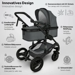KIDUKU- 3 In 1 Combi-kinderwagen- Antraciet/zwart Buggy Incl. Autostoeltje-regenhoes- Inklapbaar -Aanbiedingen BIBS Winkel 1200x1200 4671