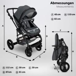 KIDUKU- 3 In 1 Combi-kinderwagen- Antraciet/zwart Buggy Incl. Autostoeltje-regenhoes- Inklapbaar -Aanbiedingen BIBS Winkel 1200x1200 4672