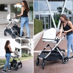 Deryan Evy Kinderwagen - Duo Kinderwagen - Uitbreidbaar - Inclusief Reiswieg - Creme -Aanbiedingen BIBS Winkel 1200x1200 4691