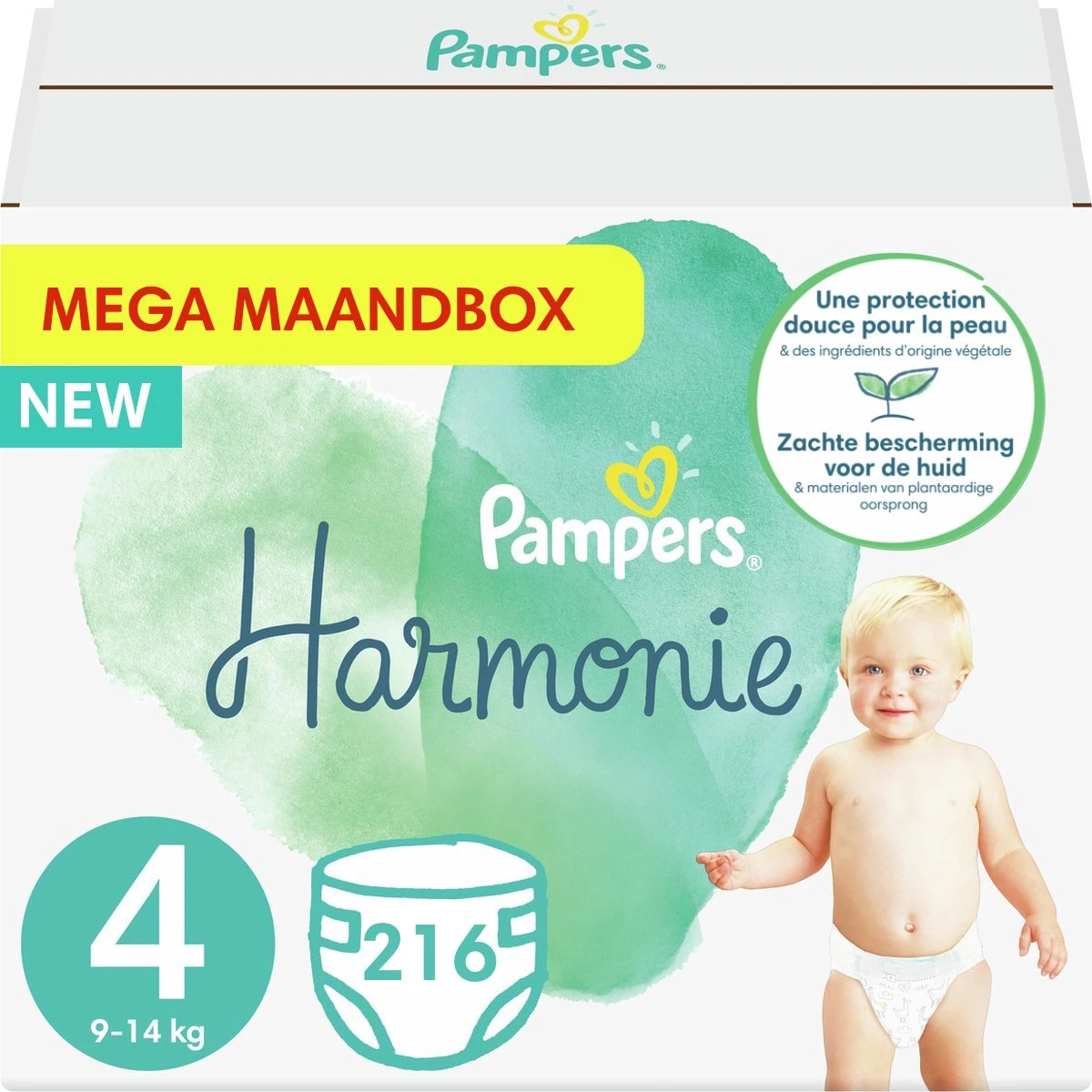 Pampers® Pampers - Harmonie Pure - Maat 4 - Mega Maandbox - 216 Luiers 1 Pampers® Pampers - Harmonie Pure - Maat 4 - Mega Maandbox - 216 Luiers