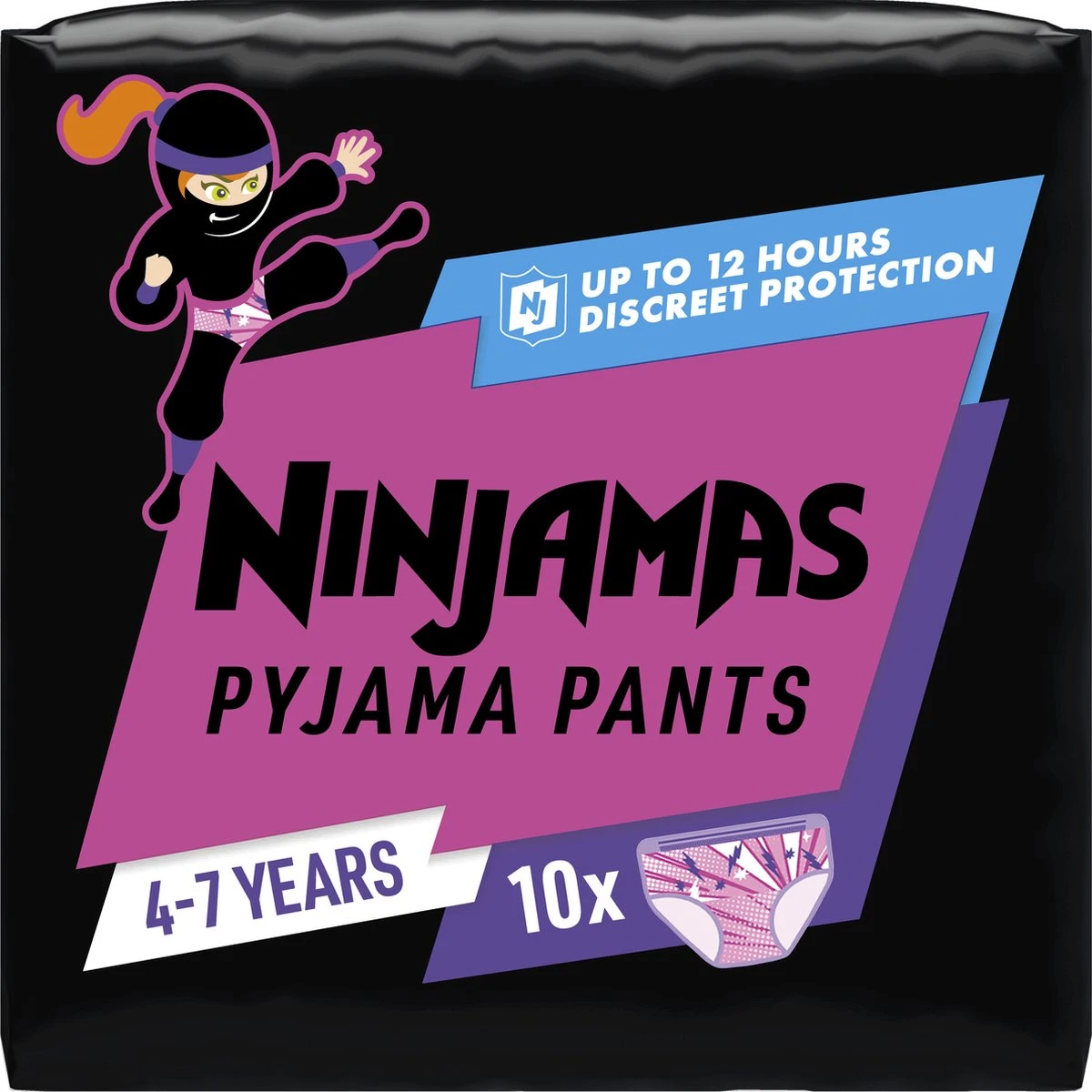 Ninjamas Pyjama Pants Luierbroekjes Meisje - 10 Nachtluiers Voor Bedplassen - 4-7 Jaar 1 Ninjamas Pyjama Pants Luierbroekjes Meisje - 10 Nachtluiers Voor Bedplassen - 4-7 Jaar