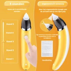 Premium Elektrische Oplaadbare Neus Reiniger Voor Baby En Kinderen - Inclusief Oplader, Handleiding En Batterijen - Hygiënische Neusreiniger - Baby Aspirator - Neuszuiger - Baby Neuspompje - Toetenveger - Baby Neusreiniger - Geel - Neusspoeler -Aanbiedingen BIBS Winkel 1200x1200 944