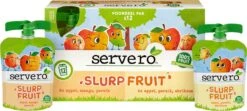 Servero Slurpfruit 100% Fruit - Familypack Knijpfruit - Appel Mango Perzik En Appel Perzik Abrikoos - 12x 90 Gram