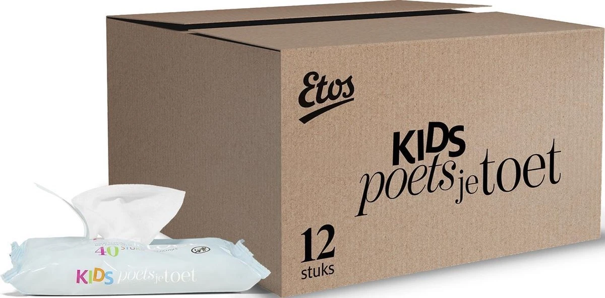 Etos Kids Poets Je Toet - Vochtige Doekjes - 480 Stuks (12 X 40 Stuks) 1 Etos Kids Poets Je Toet - Vochtige Doekjes - 480 Stuks (12 X 40 Stuks)