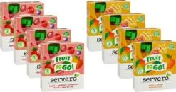 Servero Fruit To Go Maandbox – Knijpfruit – Appel Mango Passievrucht En Appel Aardbei Framboos – 32 X 90 Gram -Aanbiedingen BIBS Winkel 1200x630 8