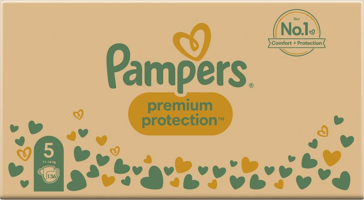 Pampers® Pampers Premium Protection Luiers - Maat 5 (11-16 Kg) - 136 Stuks - Multi-Pack 2 Pampers® Pampers Premium Protection Luiers - Maat 5 (11-16 Kg) - 136 Stuks - Multi-Pack - Afbeelding 2