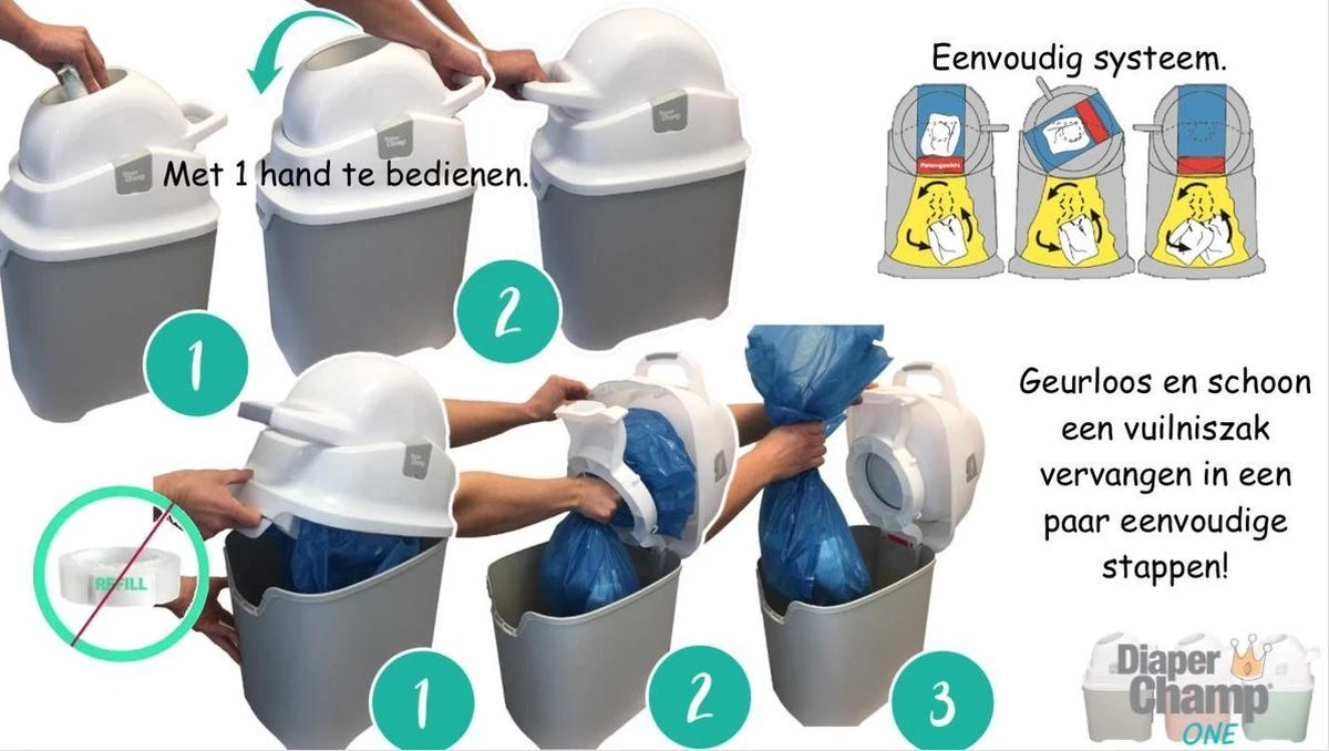 DiaperChamp ONE - Soft Silver - Standaard Luieremmer 12 DiaperChamp ONE - Soft Silver - Standaard Luieremmer - Afbeelding 12