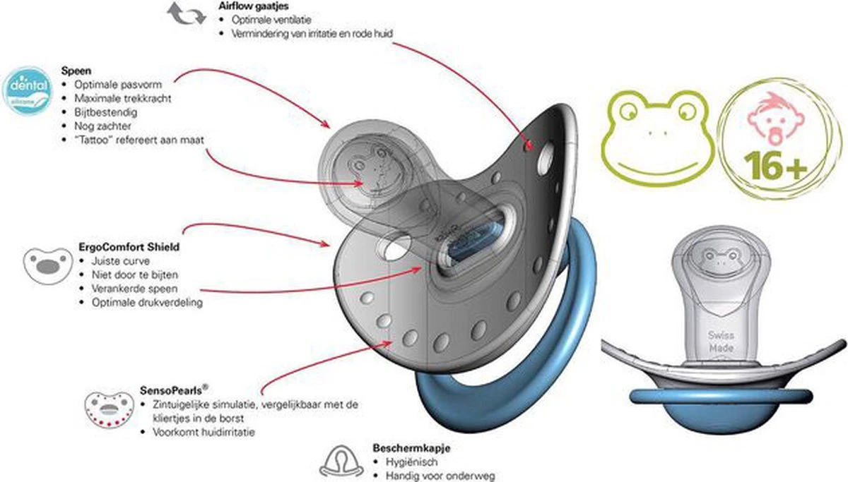 Bibi Happiness Favourites Dental Fopspeen 16 Maanden Plus Wit, Groen 5 Bibi Happiness Favourites Dental Fopspeen 16 Maanden Plus Wit, Groen - Afbeelding 5