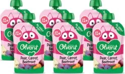 Olvarit Knijpfruit 12+ Maanden - Peer Wortel Rode Biet - 6 X 100g -Aanbiedingen BIBS Winkel 1200x714 4