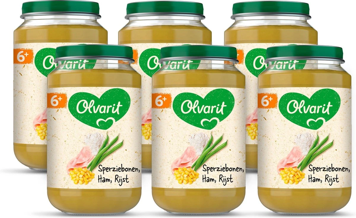 Olvarit 6m08 Sperzibonen Ham Rijst 6x200g 1 Olvarit 6m08 Sperzibonen Ham Rijst 6x200g