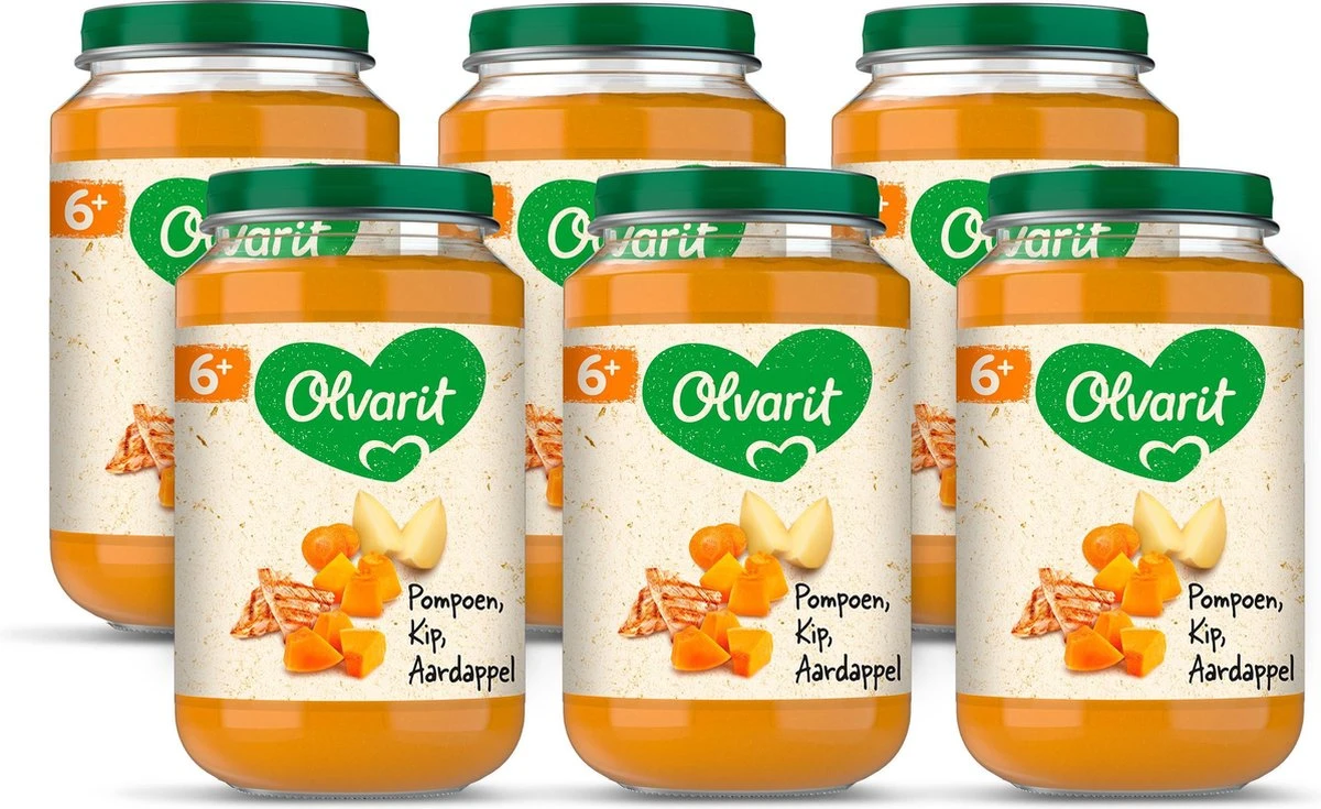 Olvarit 6m09 Pompoen Kip Aardappel 6x200g 1 Olvarit 6m09 Pompoen Kip Aardappel 6x200g