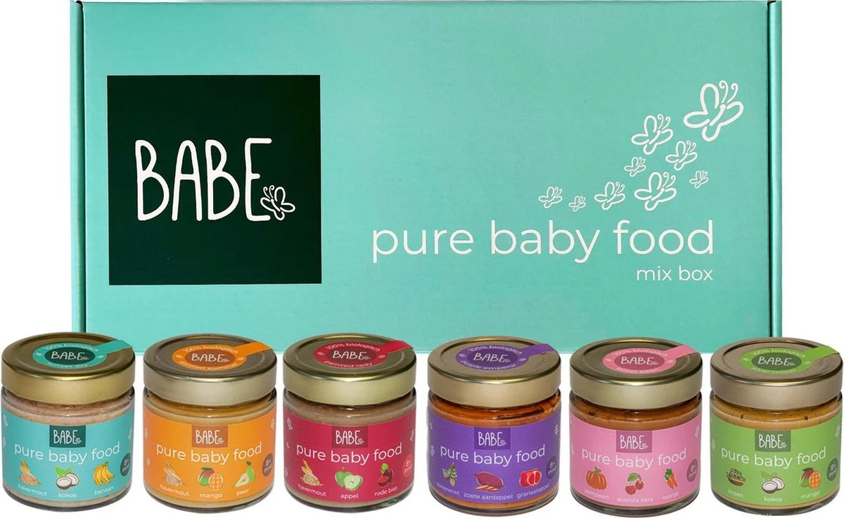 Babe Mix Box – 6 Smaken - Biologische Culinaire Babyhapjes Vanaf 8 Tot 36 Maanden - 6x200 Gram Babyvoeding- Winnaar Baby Innovation Award 2022 – Beste Babyvoeding 2022 1 Babe Mix Box – 6 Smaken - Biologische Culinaire Babyhapjes Vanaf 8 Tot 36 Maanden - 6x200 Gram Babyvoeding- Winnaar Baby Innovation Award 2022 – Beste Babyvoeding 2022