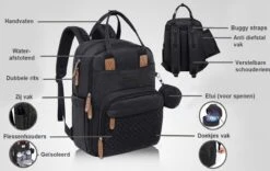 Luiertas Rugzak - Incl. Buggy / Kinderwagen Haken En Verschoningsmat - Complete Set - Zwart Van Zedar -Aanbiedingen BIBS Winkel 1200x758 6