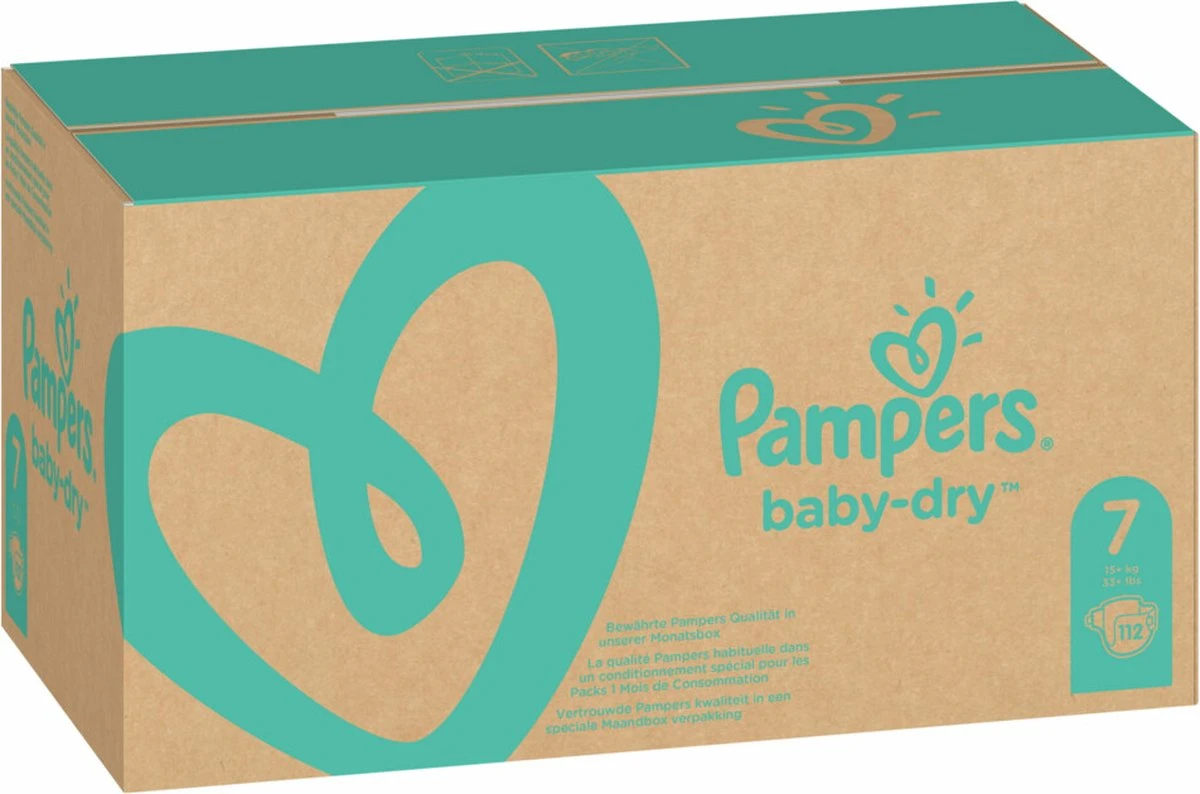 Pampers® Pampers Baby-Dry Luiers - Maat 7 (+15 Kg) - 112 Stuks - Multi-Pack 5 Pampers® Pampers Baby-Dry Luiers - Maat 7 (+15 Kg) - 112 Stuks - Multi-Pack - Afbeelding 5