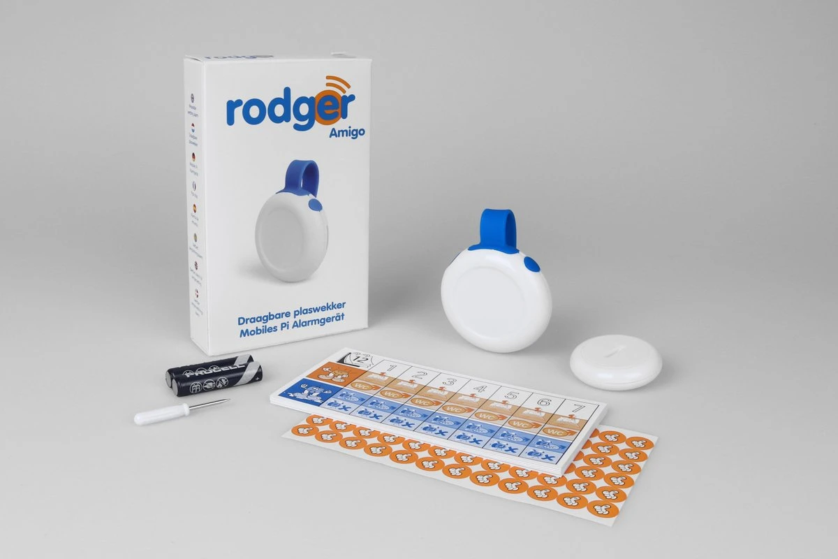 Rodger | Amigo | De Draagbare Plaswekker Tegen Broek- En Bedplassen | Draadloos 1 Rodger | Amigo | De Draagbare Plaswekker Tegen Broek- En Bedplassen | Draadloos