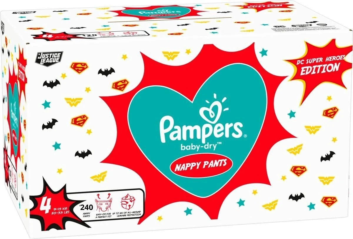 Pampers® Pampers Baby-Dry Pants Maat 4 - 240 Luierbroekjes - Super Heroes 1 Pampers® Pampers Baby-Dry Pants Maat 4 - 240 Luierbroekjes - Super Heroes